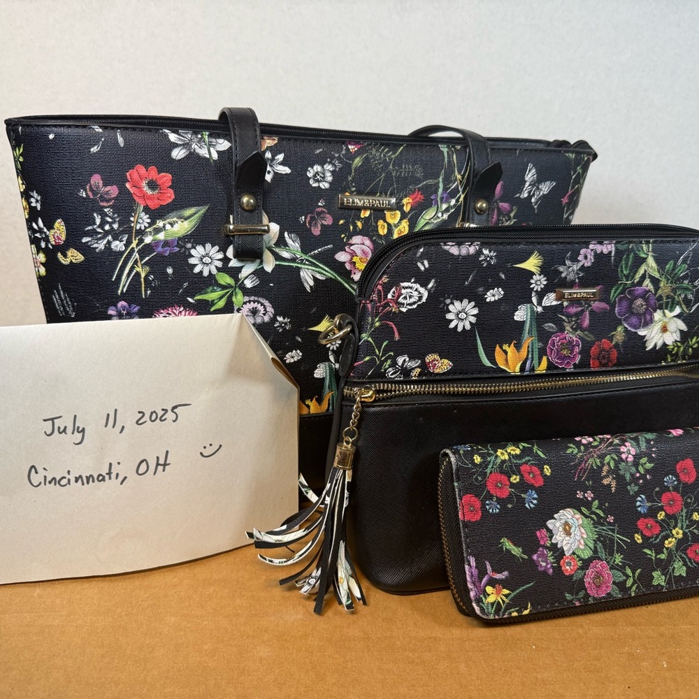 Black Floral Tote Bags with Vibrant Design